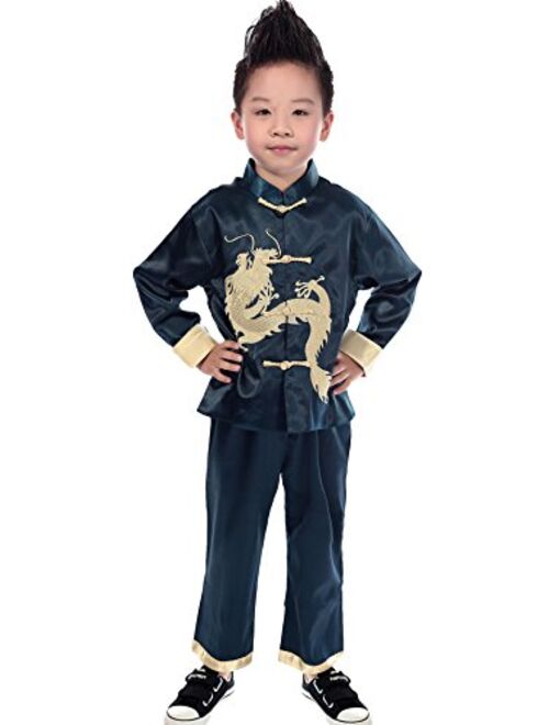 AvaCostume Traditional Chinese Boy Dragon Kung Fu Outfit Tang Costume