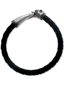 Collection EFFY Men's Leather Panther Bracelet in Sterling Silver