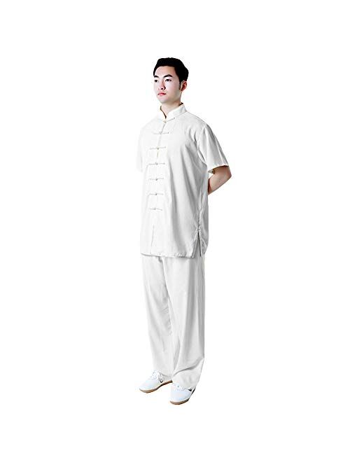 ZooBoo Unisex Short Sleeve Taichi Uniform Summer Kungfu Clothing Cotton Blend Martial Art Sets