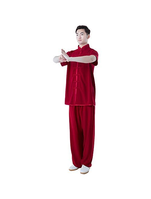 ZooBoo Unisex Short Sleeve Taichi Uniform Summer Kungfu Clothing Cotton Blend Martial Art Sets