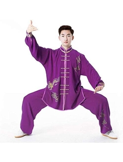 ZHANGNA Tai Chi Uniform Set Kung Fu Clothing Tang Suit, Unisex Tai Chi Uniform Clothing Chinese Traditional Cotton Silk Stretch Tai Chi Taekwondo (Color : Blue, Size : 3X