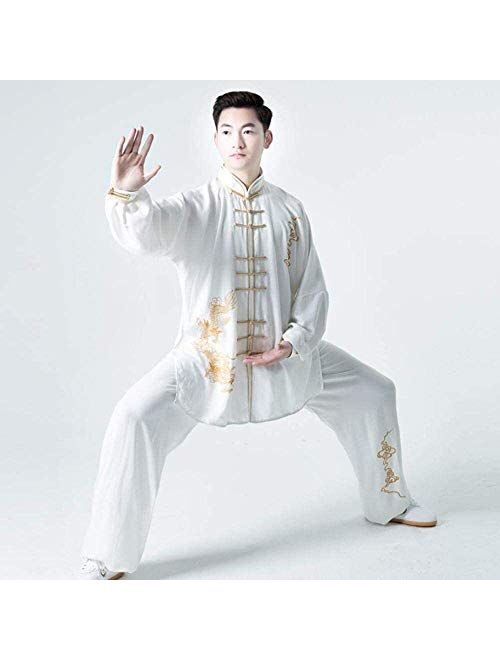 ZHANGNA Tai Chi Uniform Set Kung Fu Clothing Tang Suit, Unisex Tai Chi Uniform Clothing Chinese Traditional Cotton Silk Stretch Tai Chi Taekwondo (Color : Blue, Size : 3X