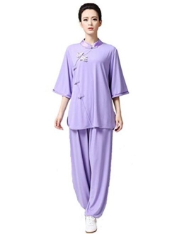 ZooBoo Tai Chi Uniform Clothing - Chinese Traditional Tai Chi Apparel Kung Fu Clothing for Women - Crystal Hemp