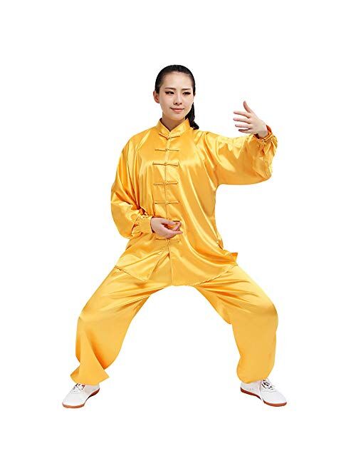 Positive Costume Adult Traditional Tai Chi Uniform Lightweight Stretchy Silk Wushu Suit Chinese Kung Fu Tai Chi Chuan Performance Wear