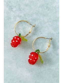 Beaded Fruit Charm Hoop Earring