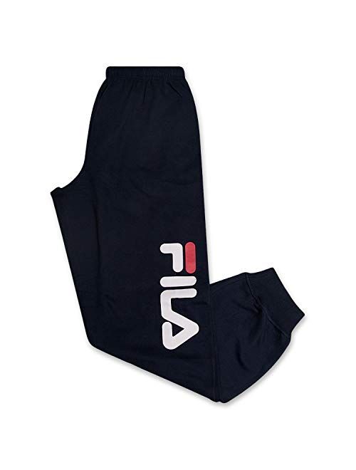 Fila Mens Big and Tall Joggers Sweatpants Athletic Logo Fleece Sweatpant with Pockets