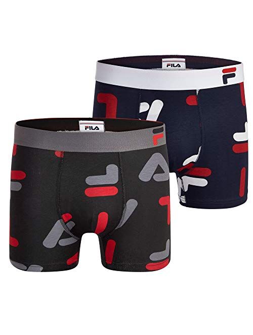 Fila Men's 3" No Fly Boxer Brief with Built in Pouch Support (2-Pack of Trunk Briefs)