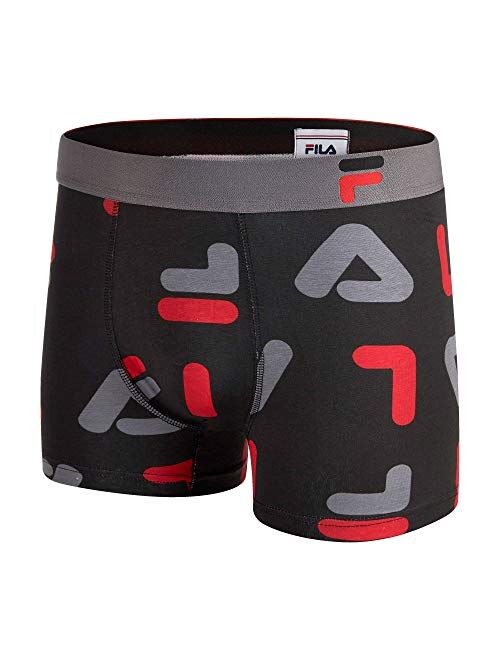 Fila Men's 3" No Fly Boxer Brief with Built in Pouch Support (2-Pack of Trunk Briefs)