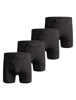 Men's 6" Boxer Briefs Fly Front, 90% Polyester 10% Spandex, 4-Pack