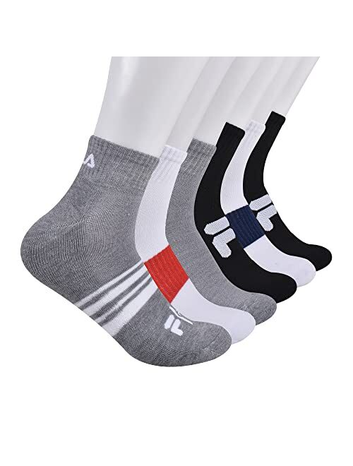 Fila mens Striped Half Cushion Quarter Socks