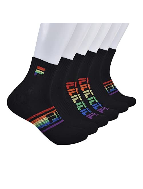 Fila mens Striped Half Cushion Quarter Socks