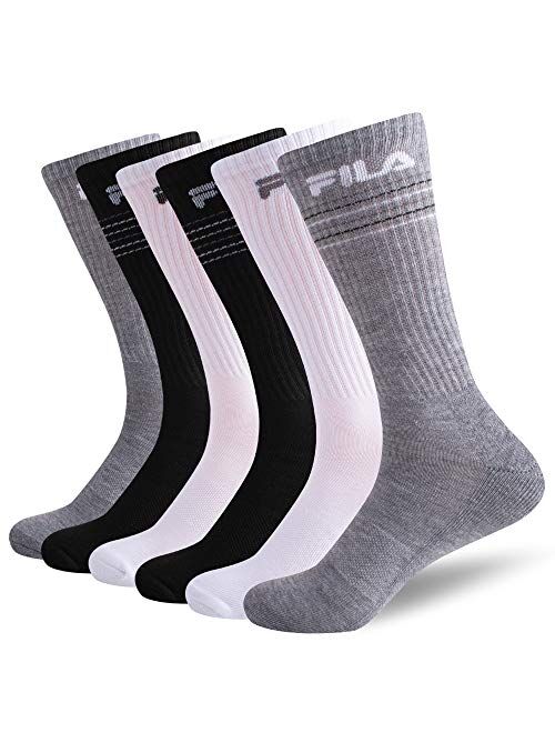 Fila mens Striped Half Cushion Crew Socks