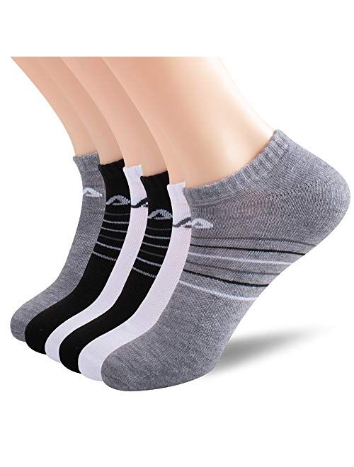 Fila mens Striped Half Cushion No Show Socks