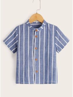 Toddler Boys Striped Pattern Button Front Shirt