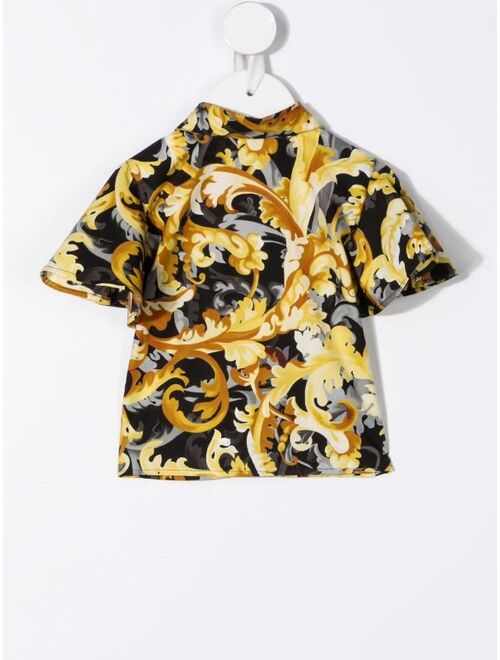 Versace Kids baroque-pattern print shirt