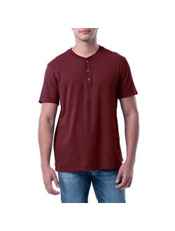 Men's Short Sleeve Soft Washed Cotton Henley T-Shirt