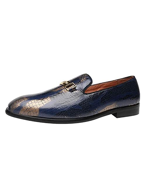 ELANROMAN Men's Loafers Leather Wedding Party Dress Shoes