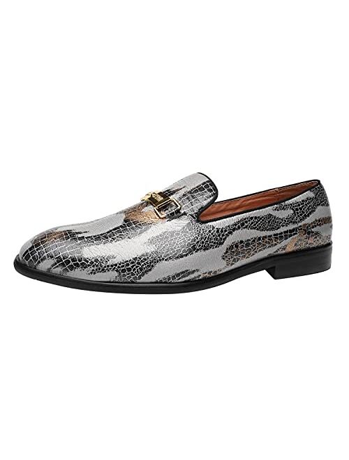 ELANROMAN Men's Loafers Leather Wedding Party Dress Shoes