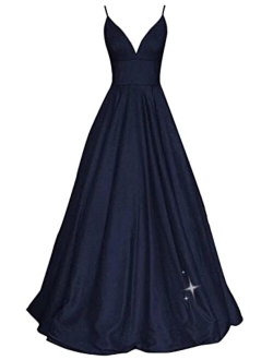 SHINDRESS Women Long Prom Dresses V Neck Sleeveless Glitter Formal Evening Party Gown with Pockets SP081