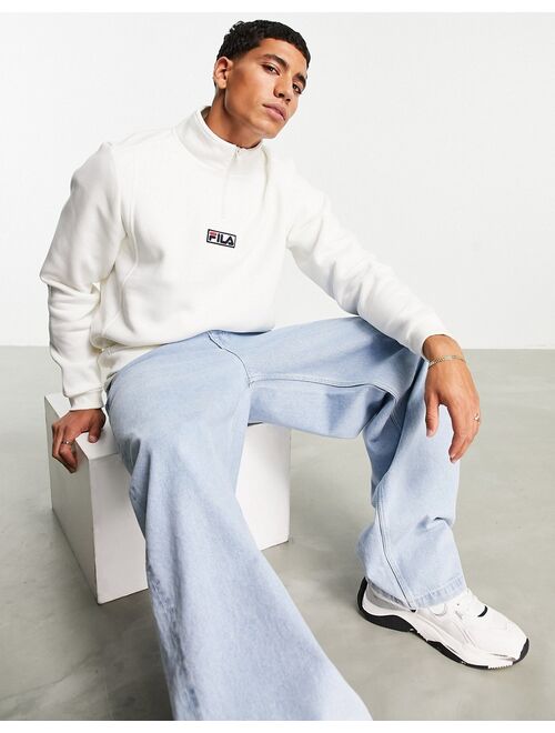 Fila half zip sweat with logo in ecru