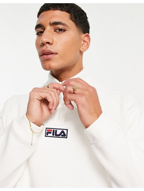 Fila half zip sweat with logo in ecru