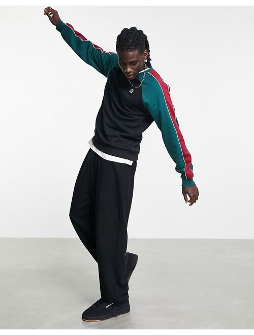 Fila colour blocked sweatshirt in black & green