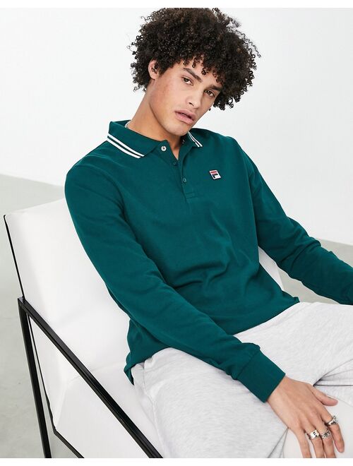 Fila long sleeve polo with logo in green