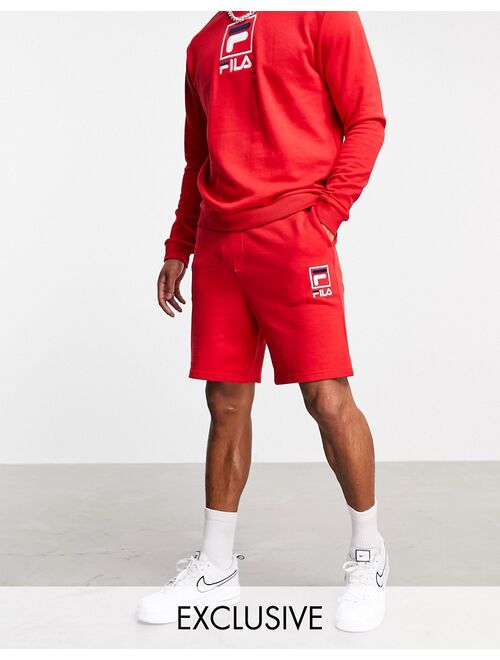 Fila box logo shorts in red exclusive to ASOS