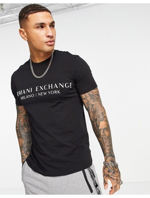 Armani Exchange city text logo t-shirt in black