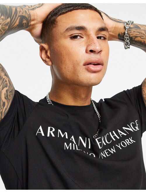 Armani Exchange city text logo t-shirt in black