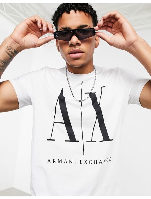 Armani Exchange AX Icon large logo t-shirt in white