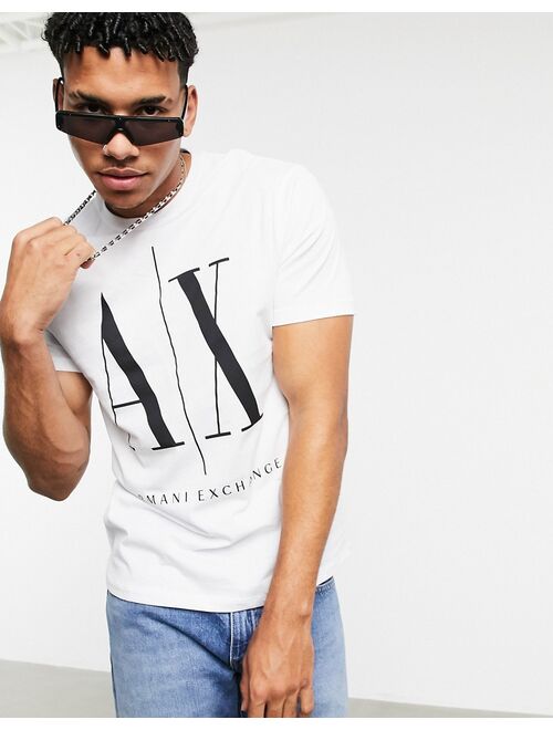 Armani Exchange AX Icon large logo t-shirt in white