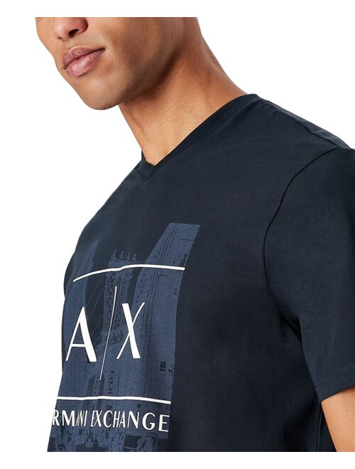 A|X Armani Exchange Men's NYC Dumbo V-Neck Logo T-Shirt