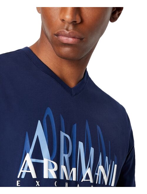 A|X Armani Exchange Men's Asymmetrical Logo V-Neck T-Shirt