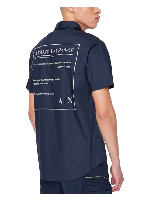 A|X Armani Exchange Men's Slim-Fit Logo Label Short-Sleeve Shirt