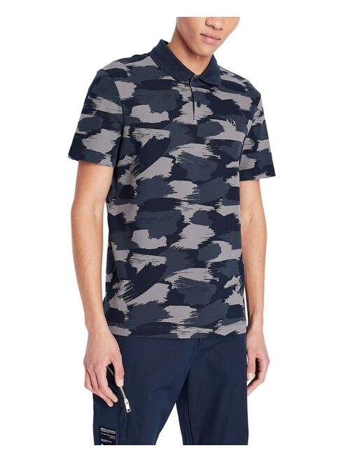 A|X Armani Exchange Men's Stretch Brushstroke Camouflage Polo Shirt