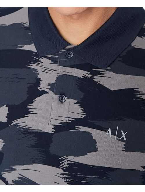 A|X Armani Exchange Men's Stretch Brushstroke Camouflage Polo Shirt