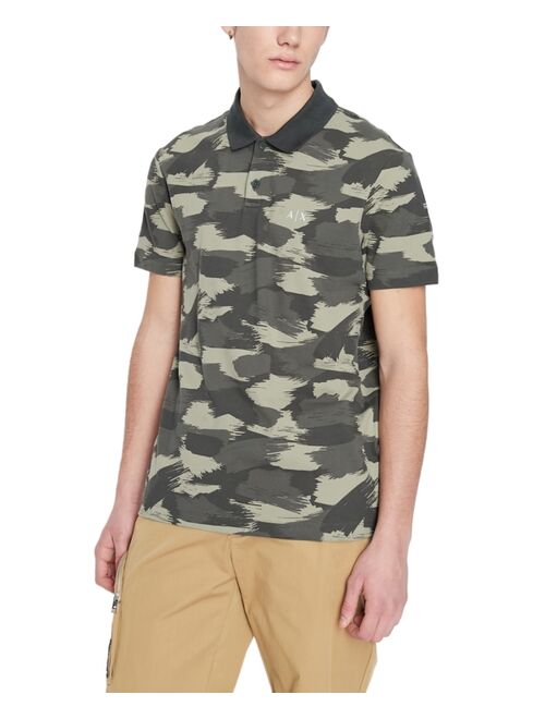 A|X Armani Exchange Men's Stretch Brushstroke Camouflage Polo Shirt