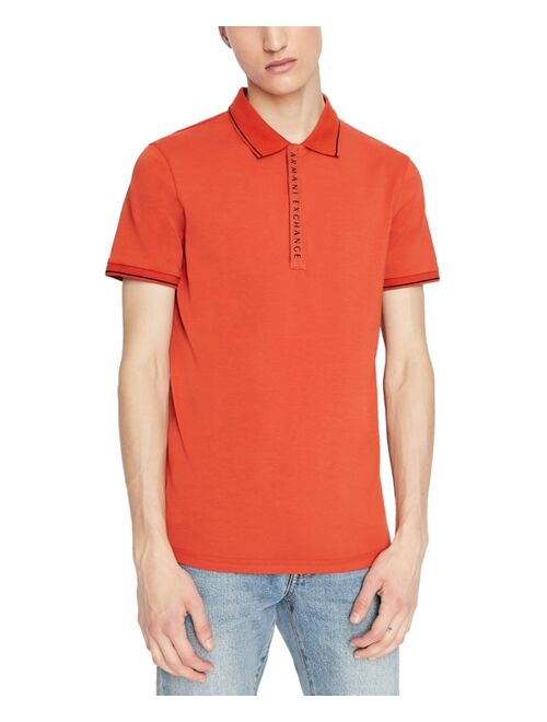 A|X Armani Exchange Men's Tipped Logo Placket Polo Shirt