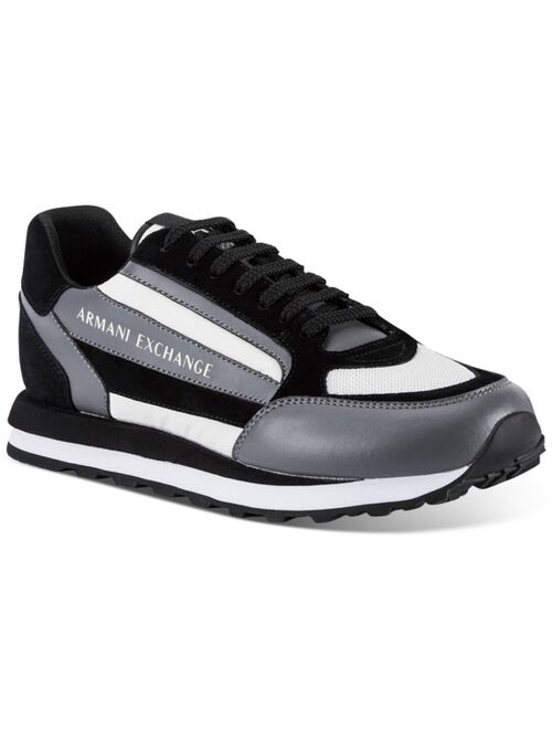 A|X Armani Exchange Men's Side Logo Black, Gray & White Fashion Sneaker