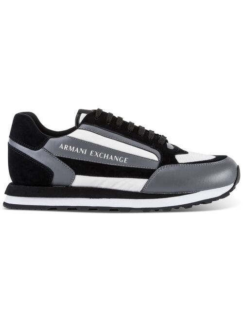 A|X Armani Exchange Men's Side Logo Black, Gray & White Fashion Sneaker