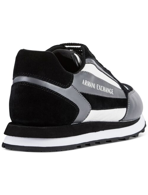 A|X Armani Exchange Men's Side Logo Black, Gray & White Fashion Sneaker