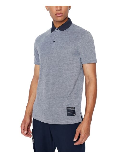 A|X Armani Exchange Men's Regular-Fit Heathered Logo Patch Polo Shirt