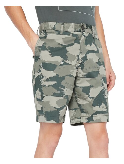 A|X Armani Exchange Men's Stretch Twill Brushstroke Camouflage Bermuda Shorts