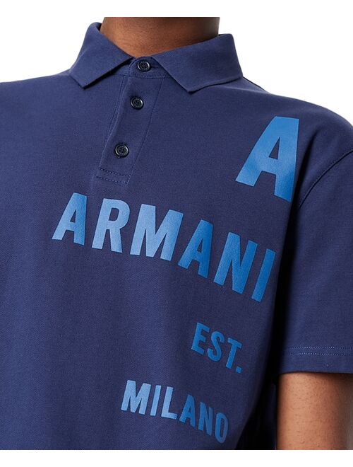 A|X Armani Exchange Men's Logo Stretch Pique Polo Shirt