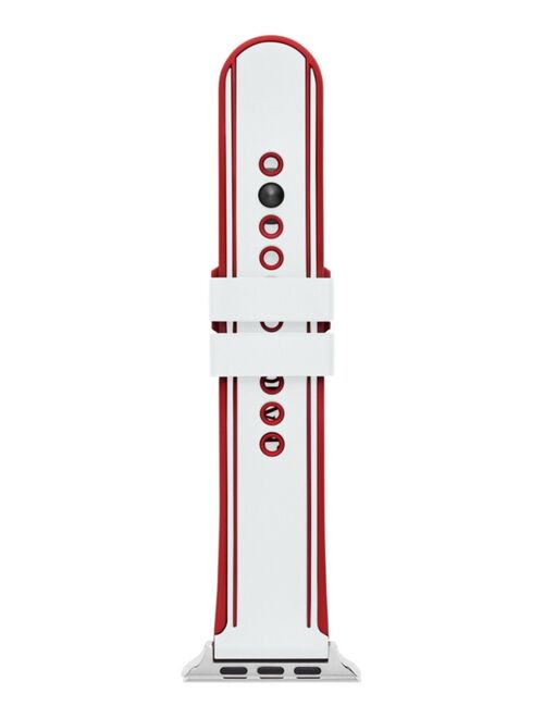 A|X Armani Exchange Men's Red and White Silicone Band for Apple Watch 42 mm- 44 mm