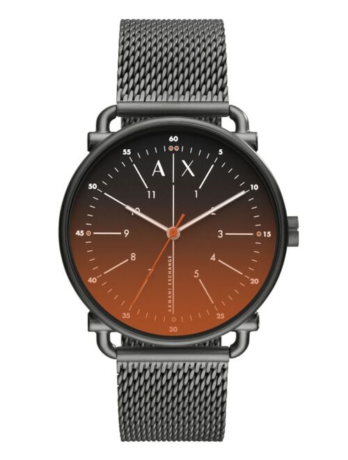 A|X Armani Exchange Men's Three-Hand Gunmetal-Tone Stainless Steel Mesh Watch 44mm