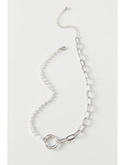 Pearl And Chain O-Ring Necklace