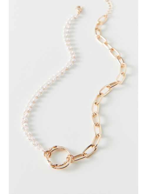 Urban Outfitters Pearl And Chain O-Ring Necklace