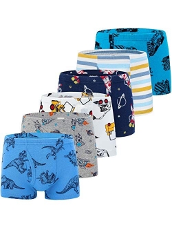 Auranso Toddler Boys Cotton Boxer Briefs Underwear Dinosaur Car 6 Pack 2-11Y